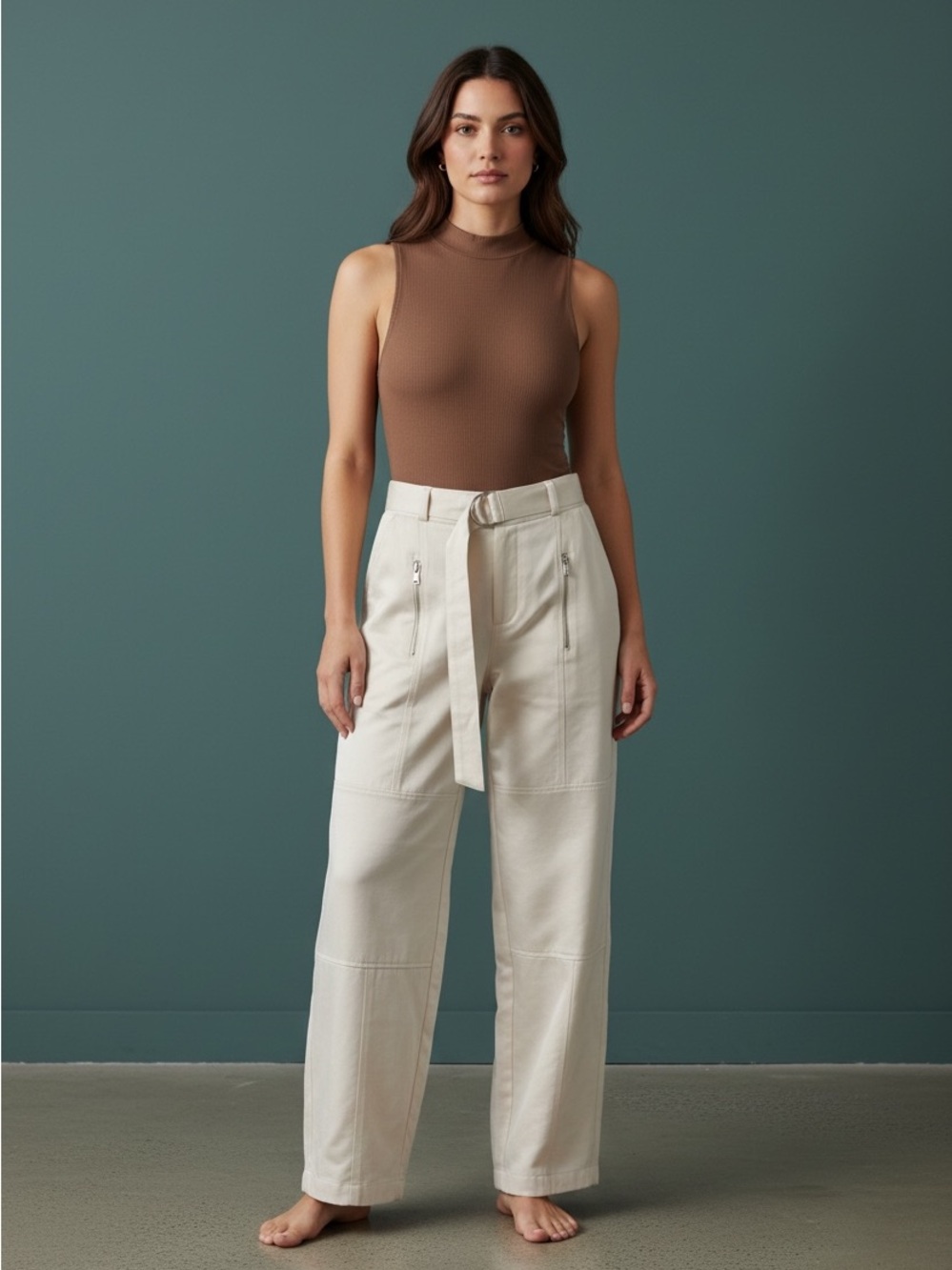 SAINTART Courtney Charmeuse Pant in Ivory